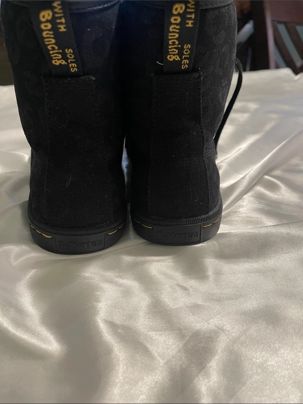 Dr. Martens Black Canvas Lace-Up Skull Pattern Boots - Picture 12 of 12